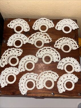 14 Handmade Vintage White Crochet Napkin Rings